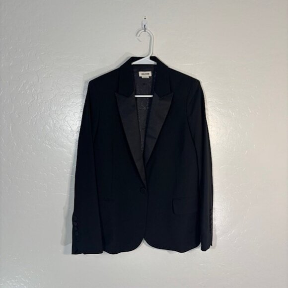 Zadig and Voltaire Blazer Womens 38 Victor Black Jacket One Button Career - Picture 1 of 6